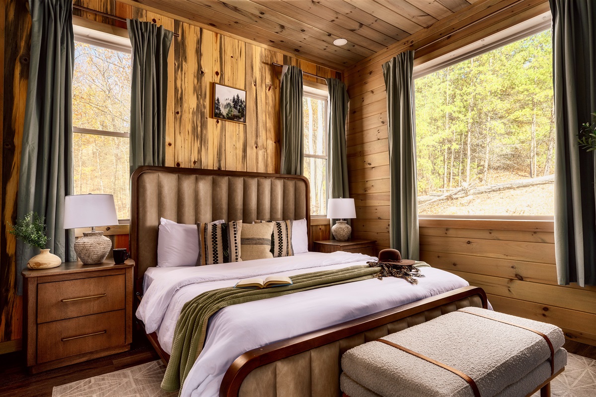 Peaceful primary bedroom. Clean, comfortable, and made for deep sleep.