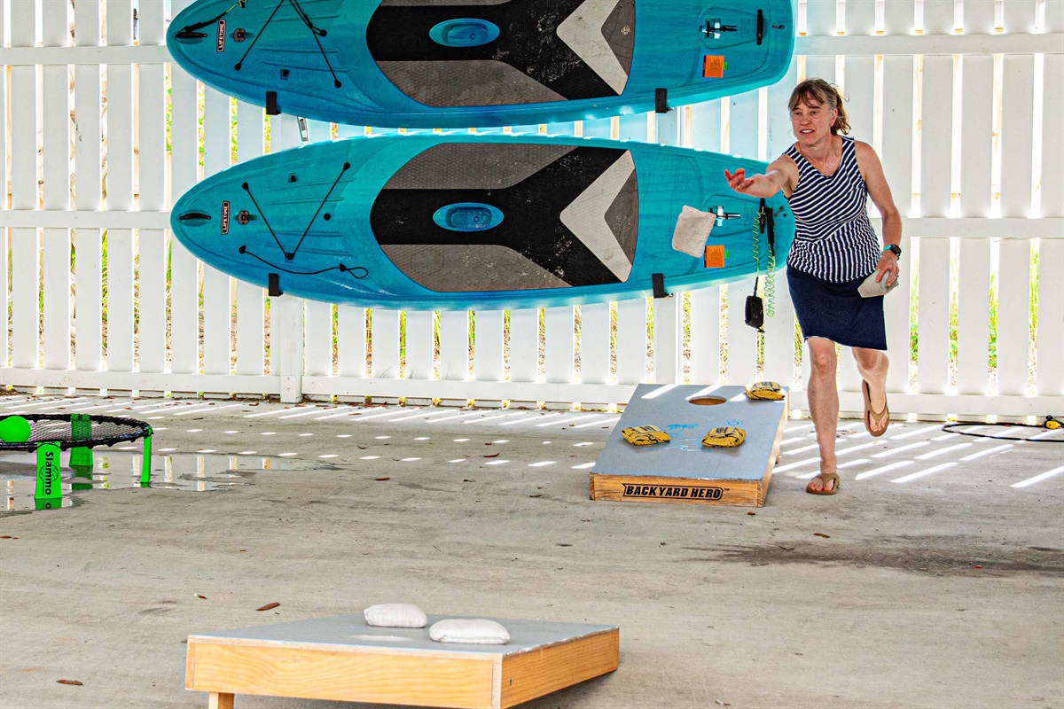 There is so much to do if you don't want to go to the beach. Paddleboards are for your use in the Lagoon. Life jackets provided.