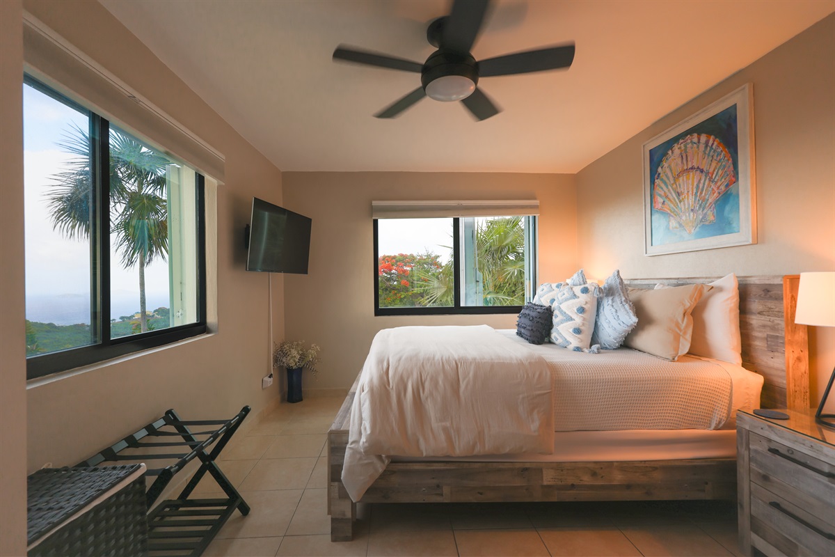 Drift off to sleep in comfort, with the sounds of the island and ac unit to keep you cool.