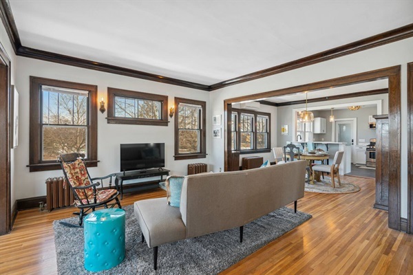 Spacious Upper Living room, with television.