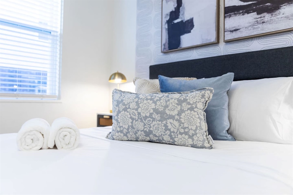 Bed pillows and towels.