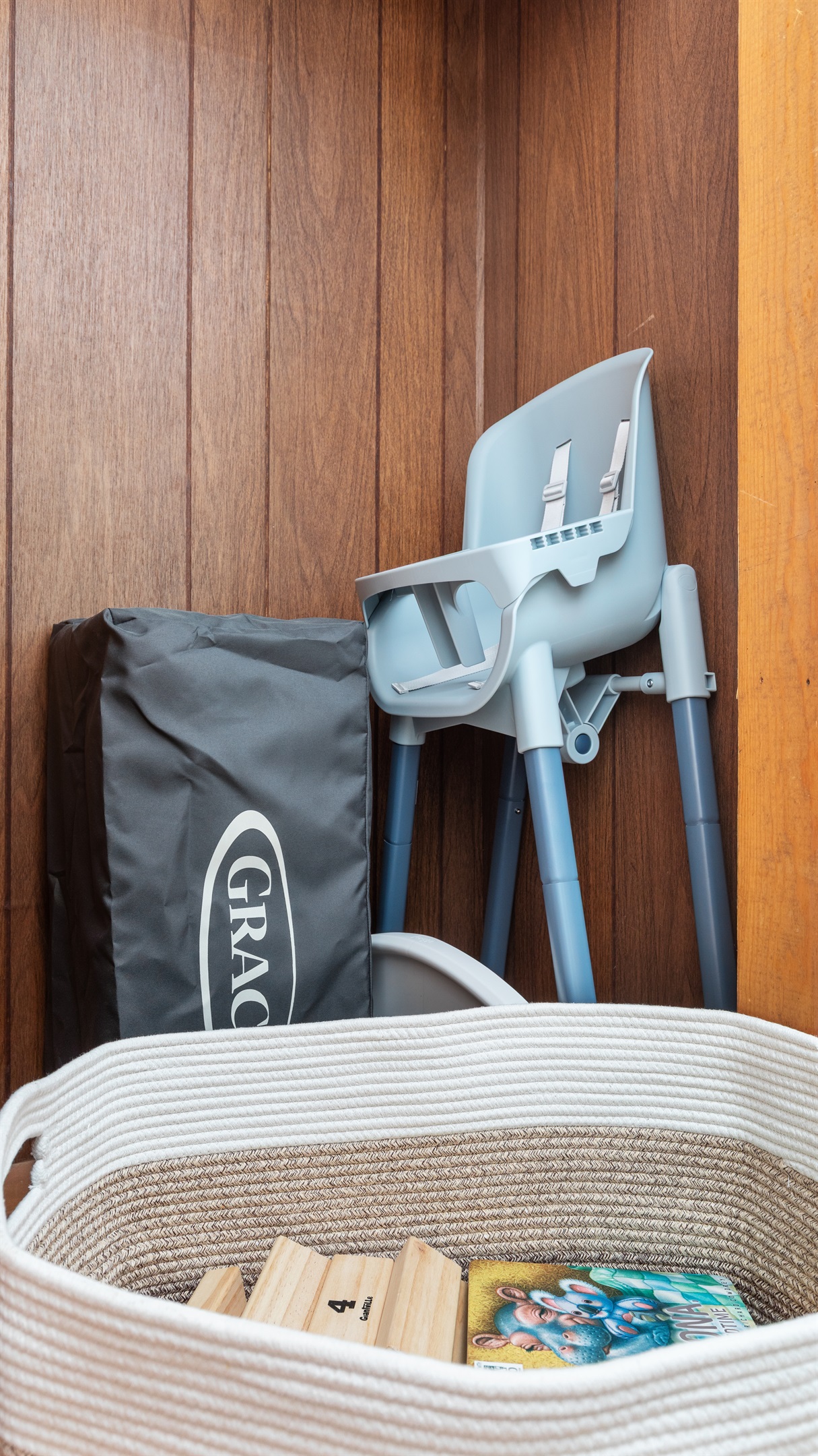 Designed with families in mind—enjoy kid-friendly extras like a high chair, pack and play, toys, and books.