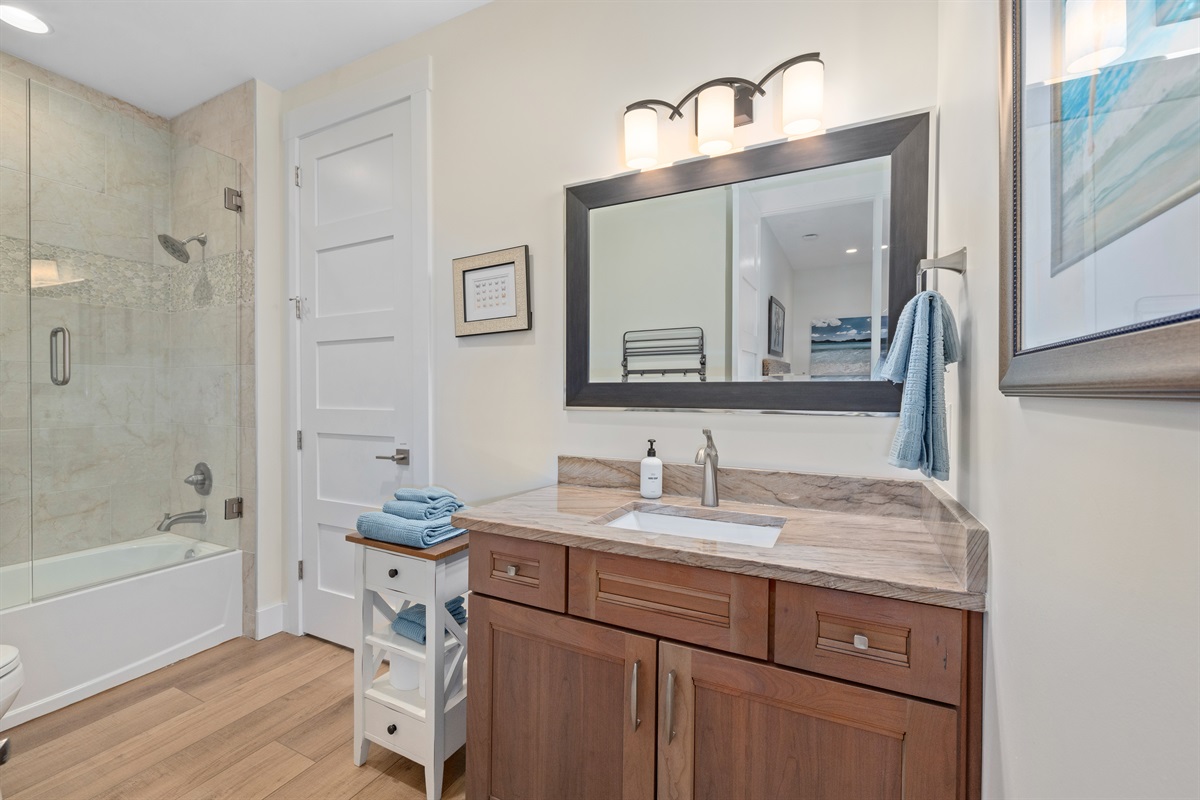 Queen ensuite with tub/shower combo