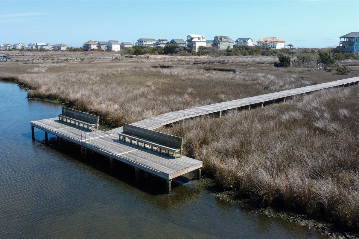 Private soundside dock perfect for fishing kayaking and sunsets