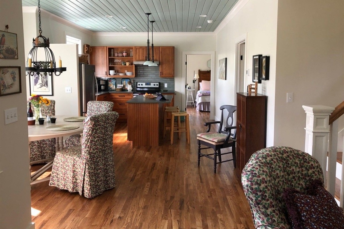 Downstairs Layout of the Red Gate Cottage. Living, kitchen, and bedroom