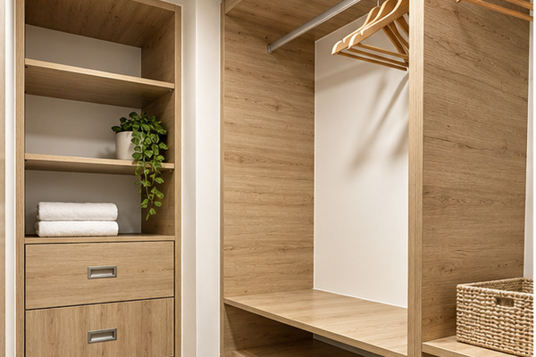 Spacious walk-in closet in the primary bedroom with plenty of hanging space, shelves, and built-in drawers. 👗🧳✨