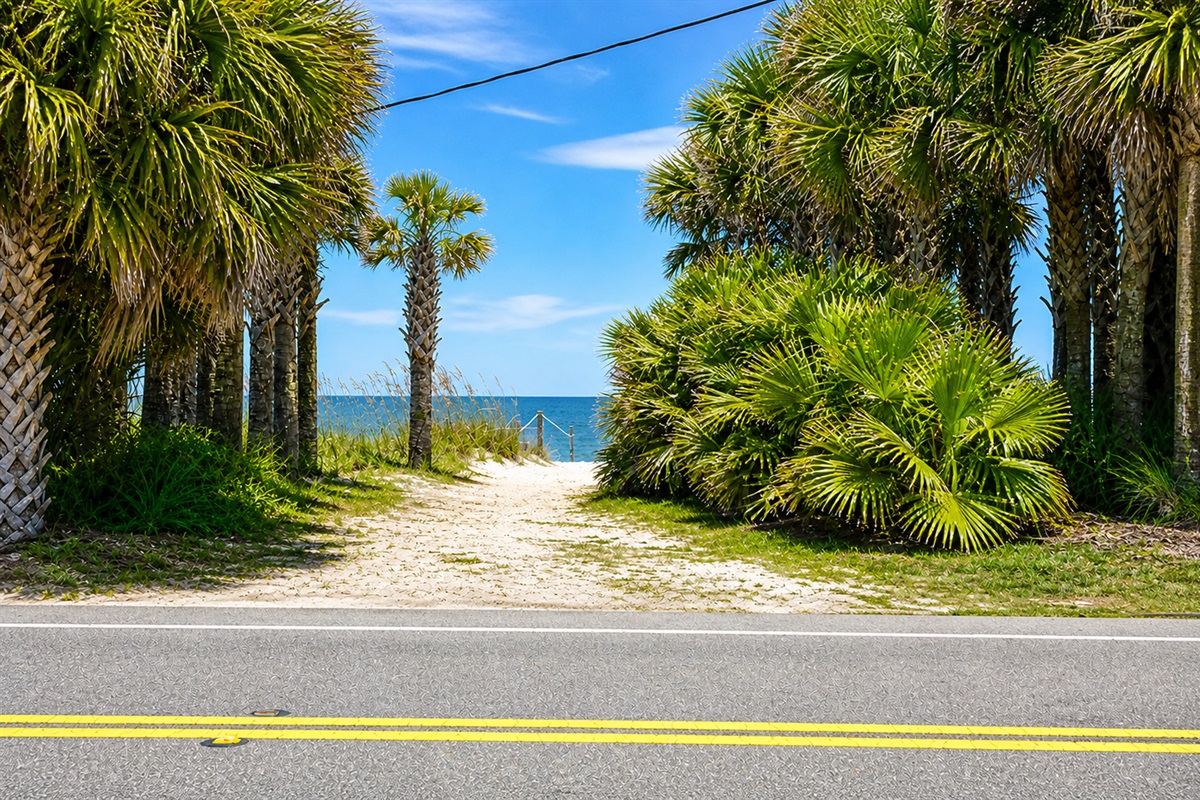 With a 3-4 minute walk, you'll have your toes in the sand