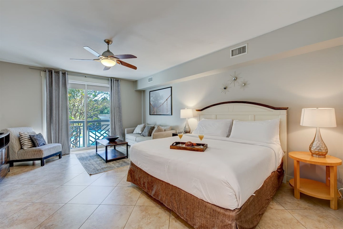 Our studio is furnished with both a king-size mattress and a queen-size pull out sofa.