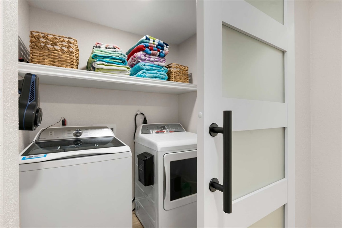 [Laundry] Washer & dryer located onsite with essentials provided. 