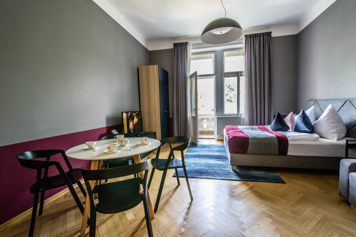 Dining table in the room for you to have breakfast or dinner.