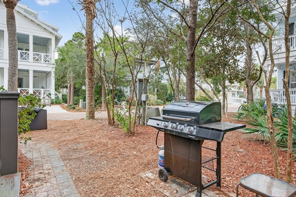 Outdoor grill in backyard