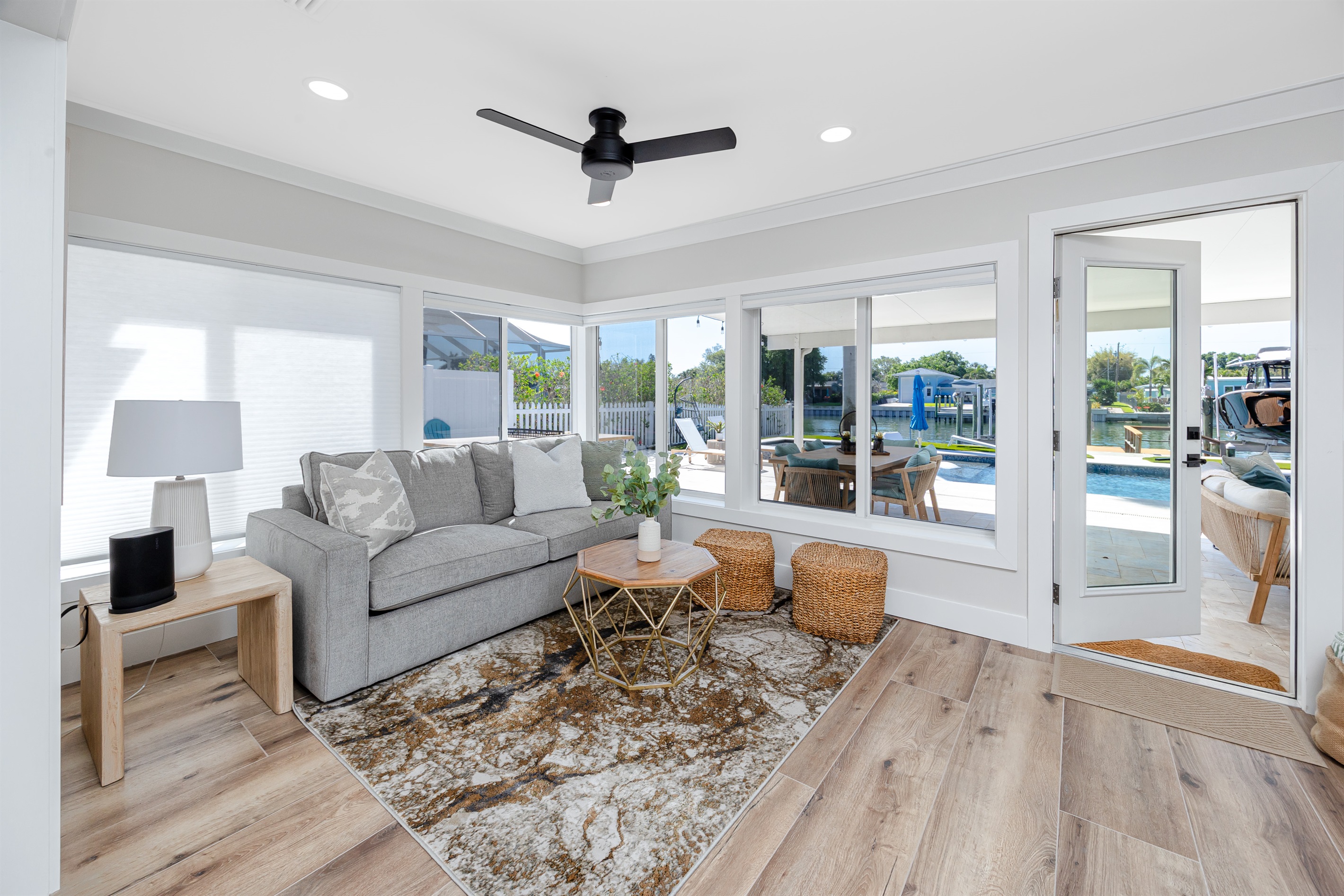 Relax in the family room or head right out to the pool!