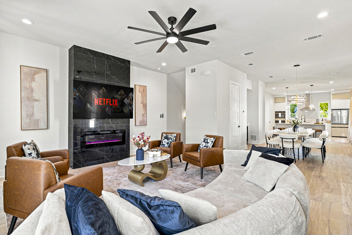 Stylish space with Netflix, sleek furniture, and a warm ambiance for relaxation!