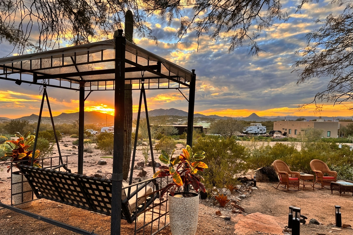 The Sunset Swing will be your go too spot at golden hour. A gentle swing, sipping something cold and just breathe...