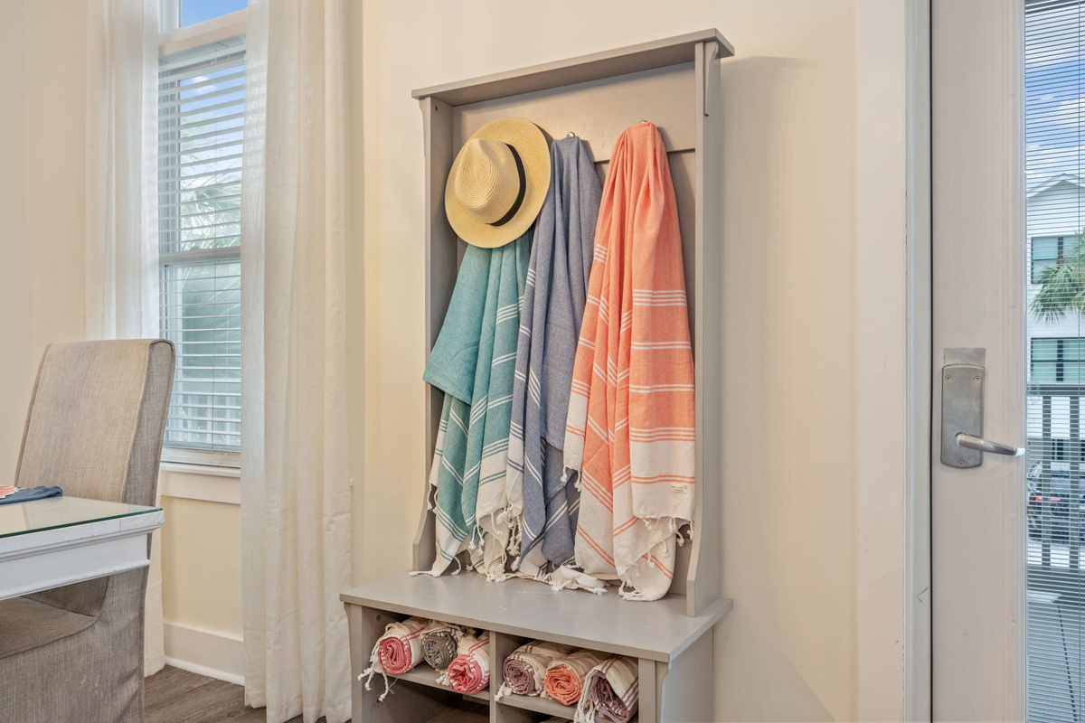 Drop zone for your towels or bags
