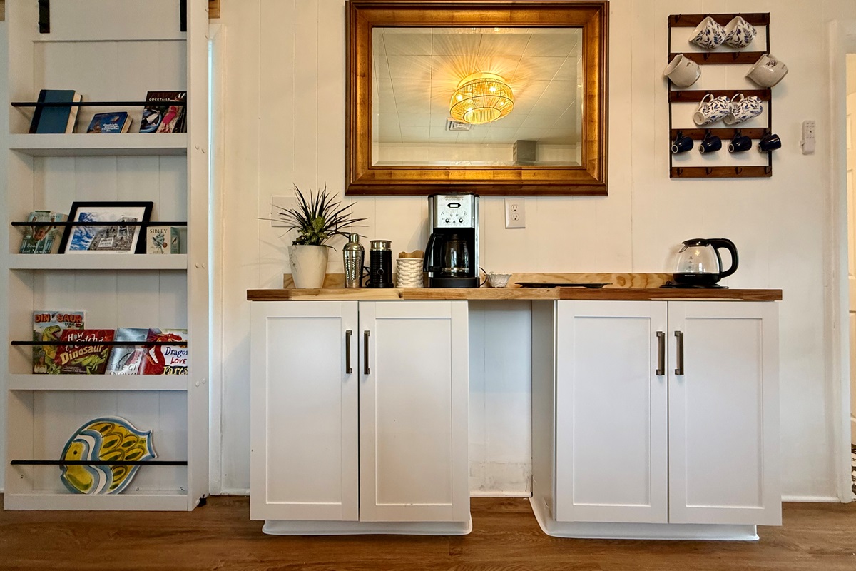 the doors to the bedrooms are sliding bookcases! 
