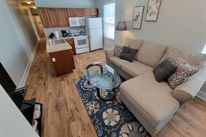 Full kitchen and living room