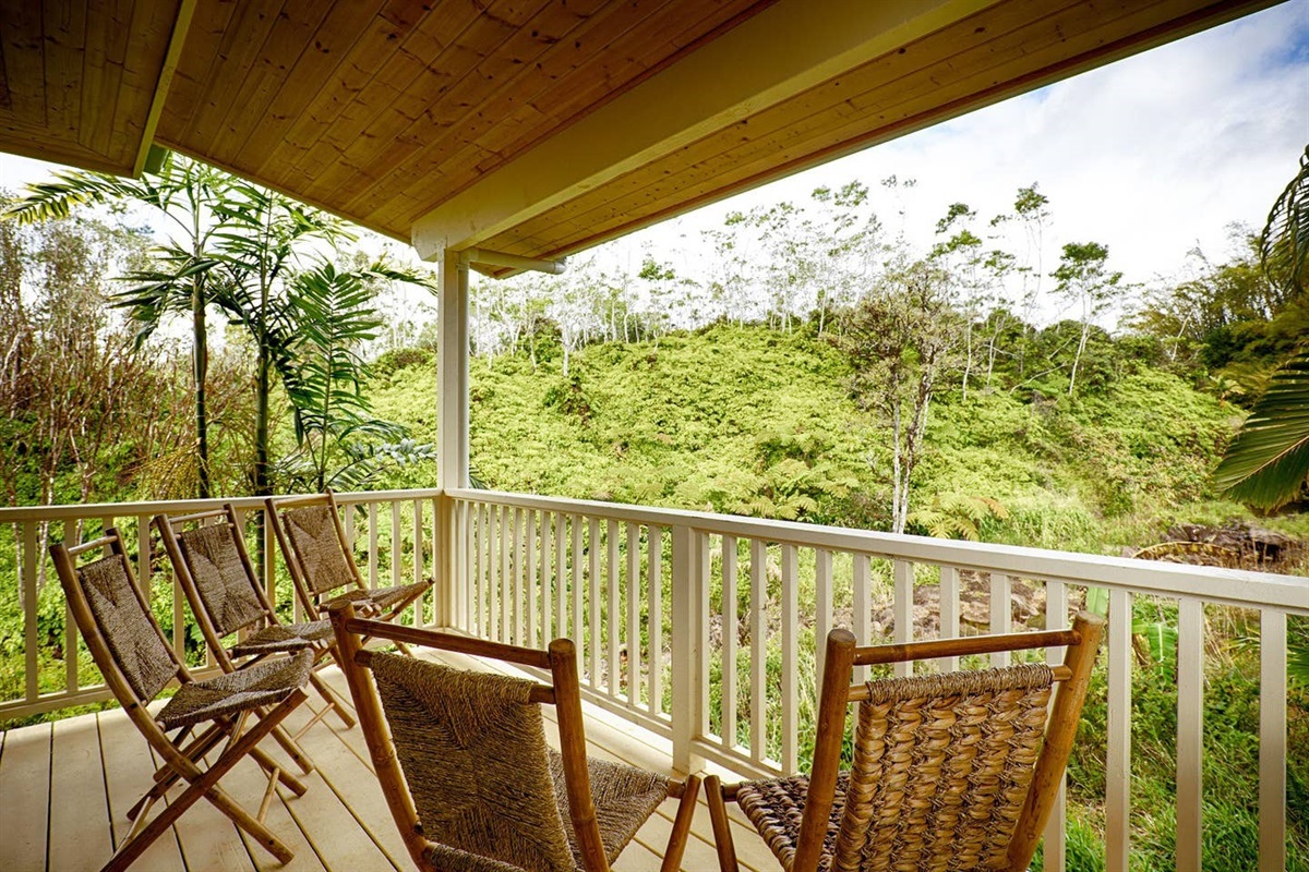 Enjoy a cup of island grown coffee on the lanai while being lulled by the sounds of the Kikala Stream below you.