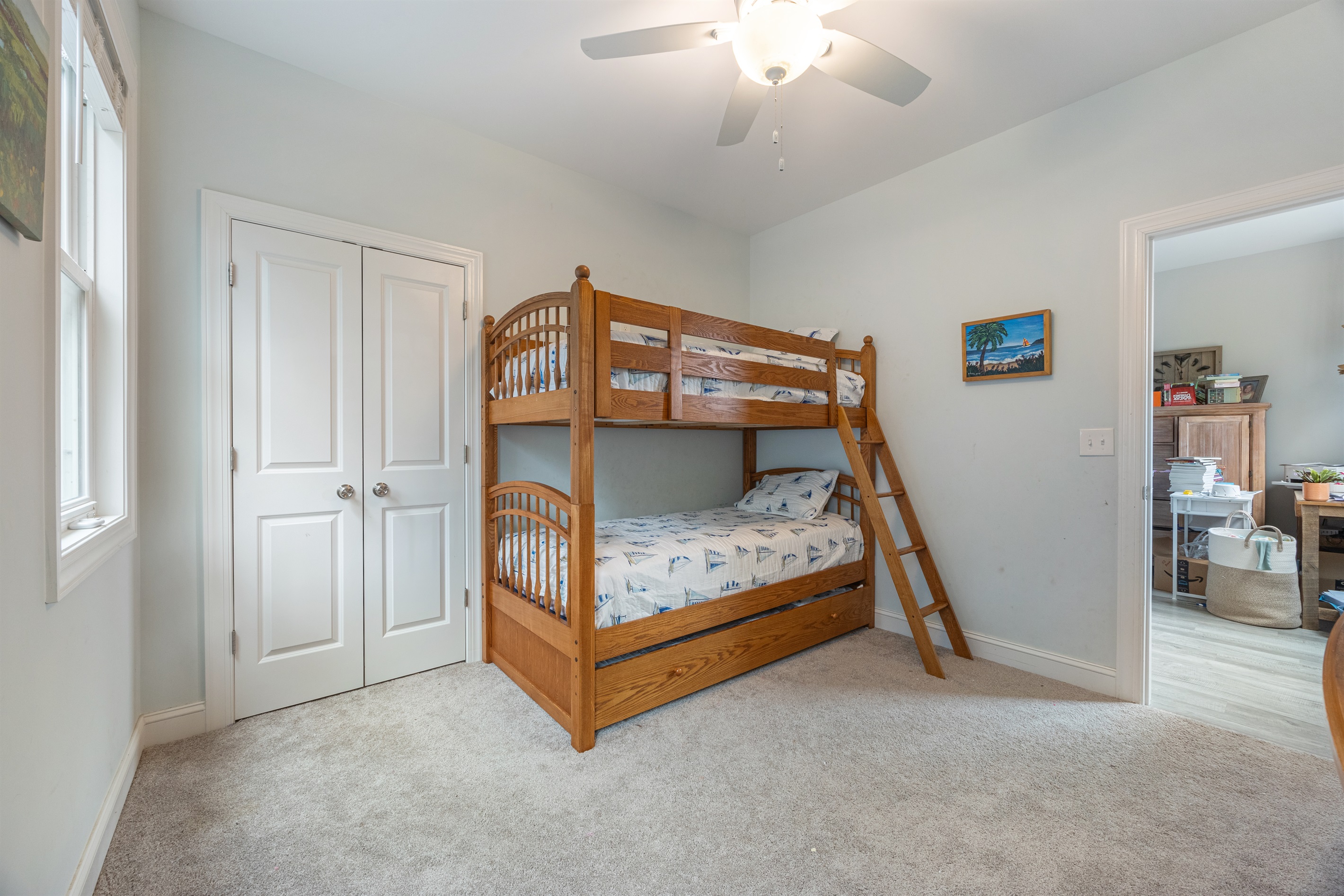 Fun and cozy bunk room for kids or friends.