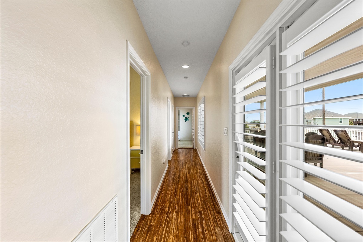 Crisp finishes and calming tones.