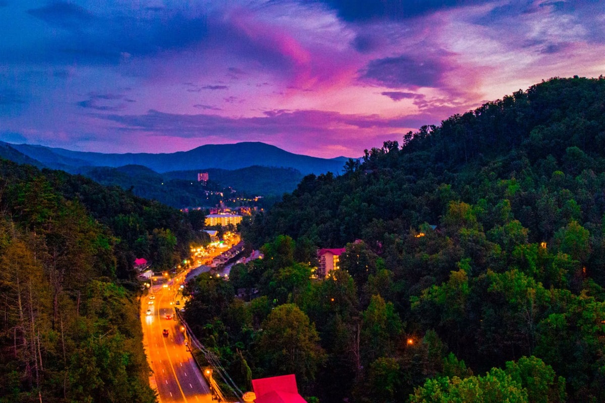 Drone view of downtown.