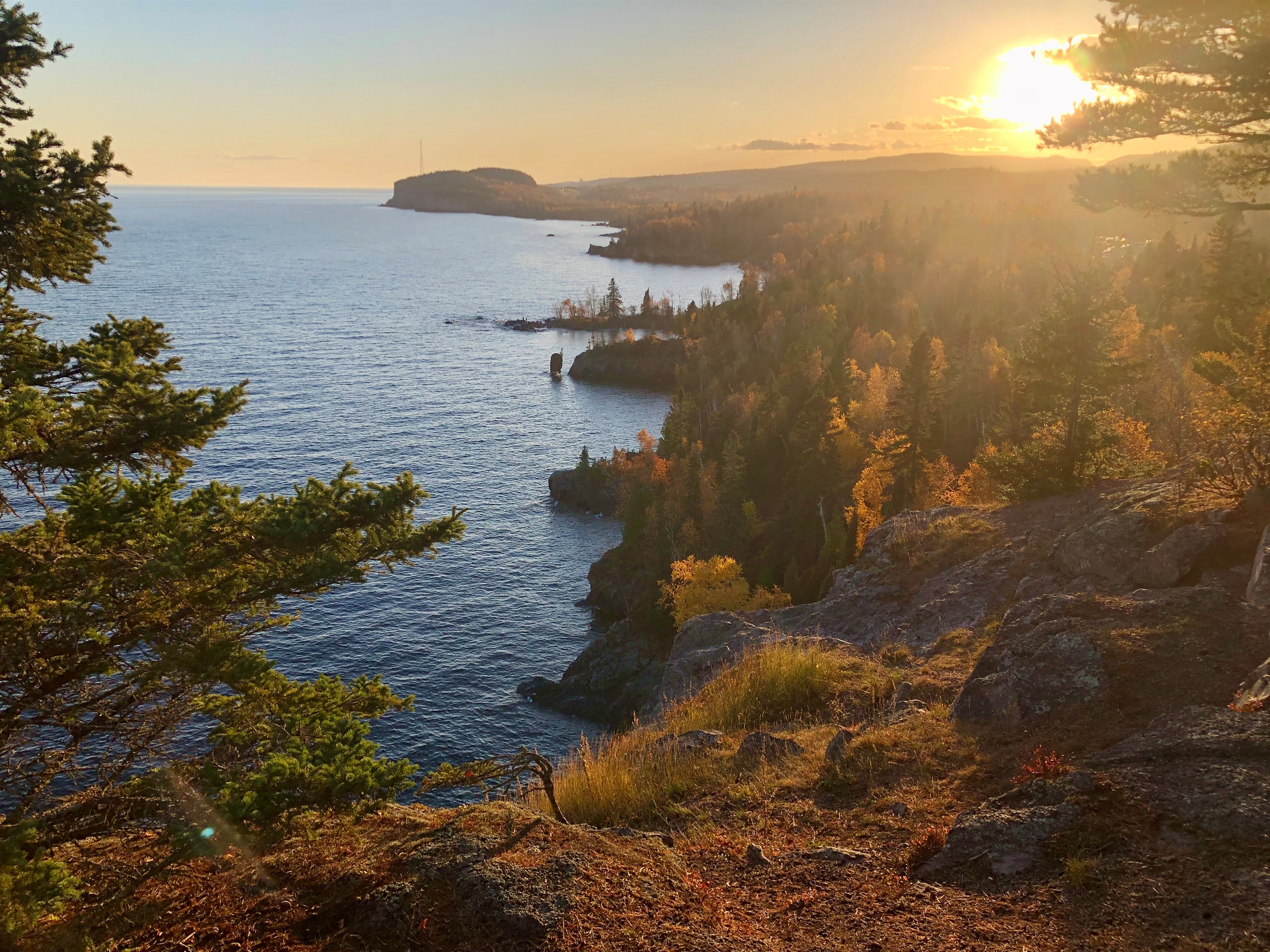 Lake Superior shoreline at Tettegouche State Park, with sweeping views of Palisade Head. The once-famous sea stack has since tumbled, a reminder of the North Shore’s wild beauty only a 8-minute drive from the cabin.