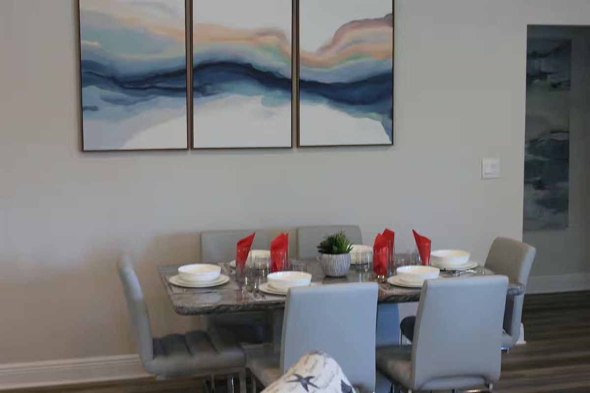 Perfect for family dining with a stylish 6-seater dining setup.