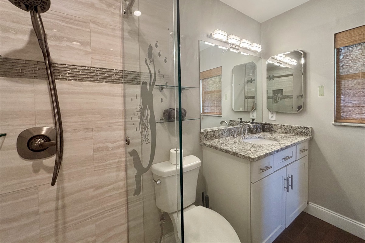 The ensuite main bathroom has a walk-in shower and great water pressure.