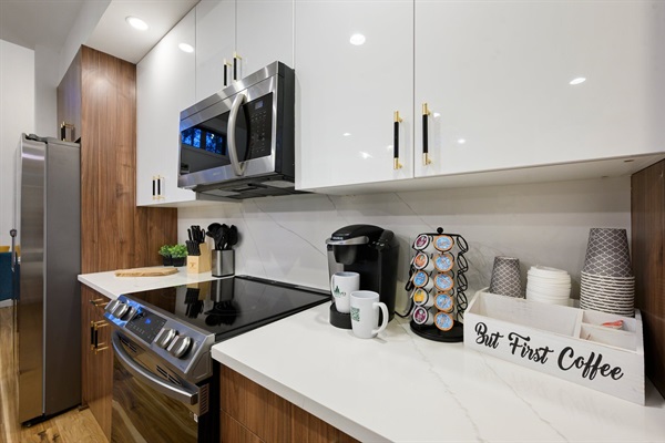 Cook comfortably while staying connected to the rest of the space.