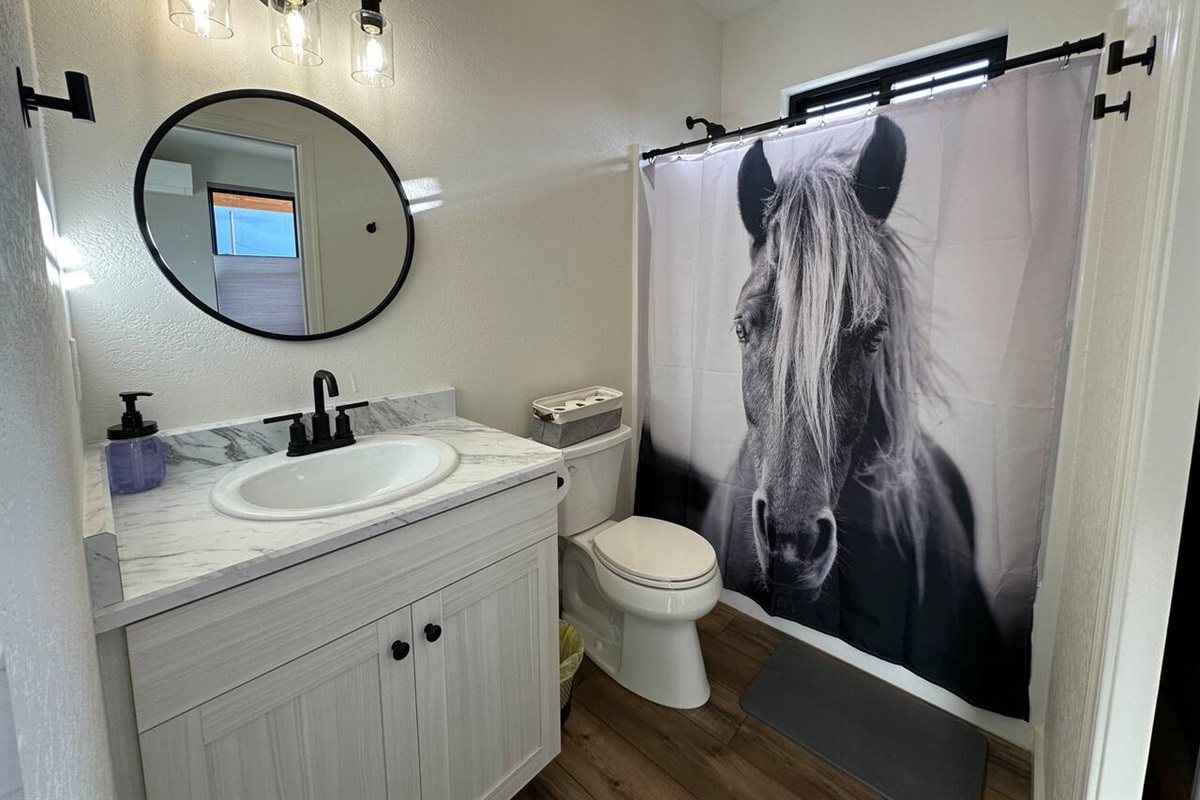 Enjoy a hot bath and don’t worry we have you covered with shampoo, conditioner and body wash. There is a single hairdryer within the unit.   