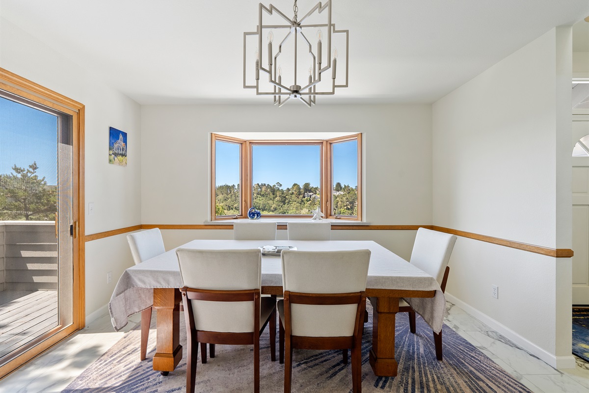 Dine with a view through this stunning coastal bay window.