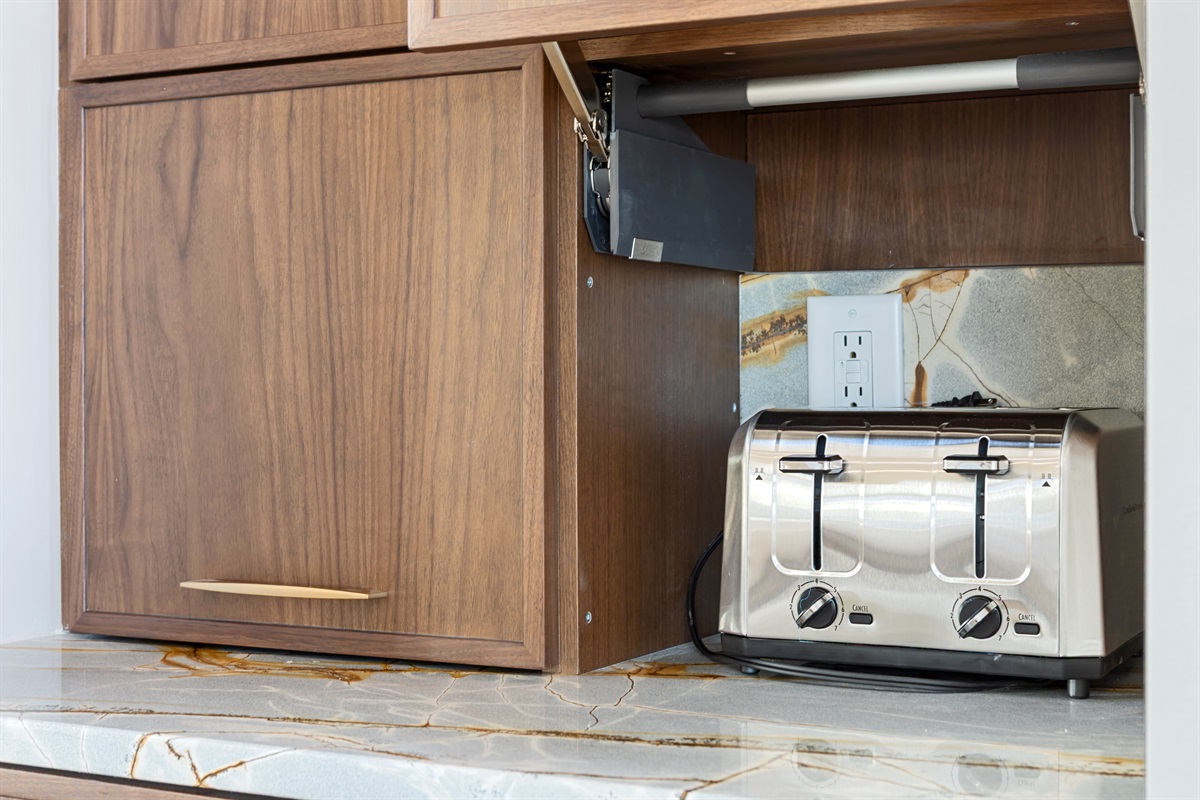 Appliance garage, because luxury on vacation is worth it