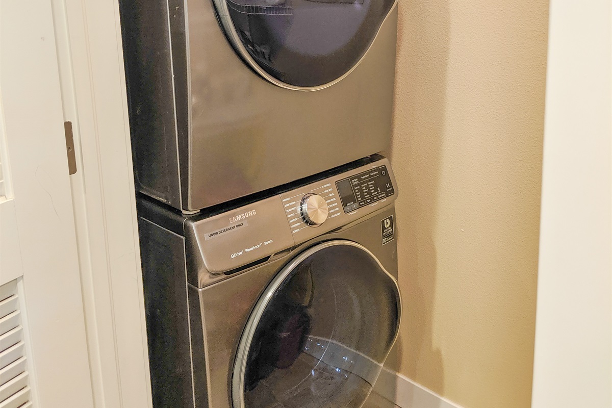 modern washer/dryer in pantry