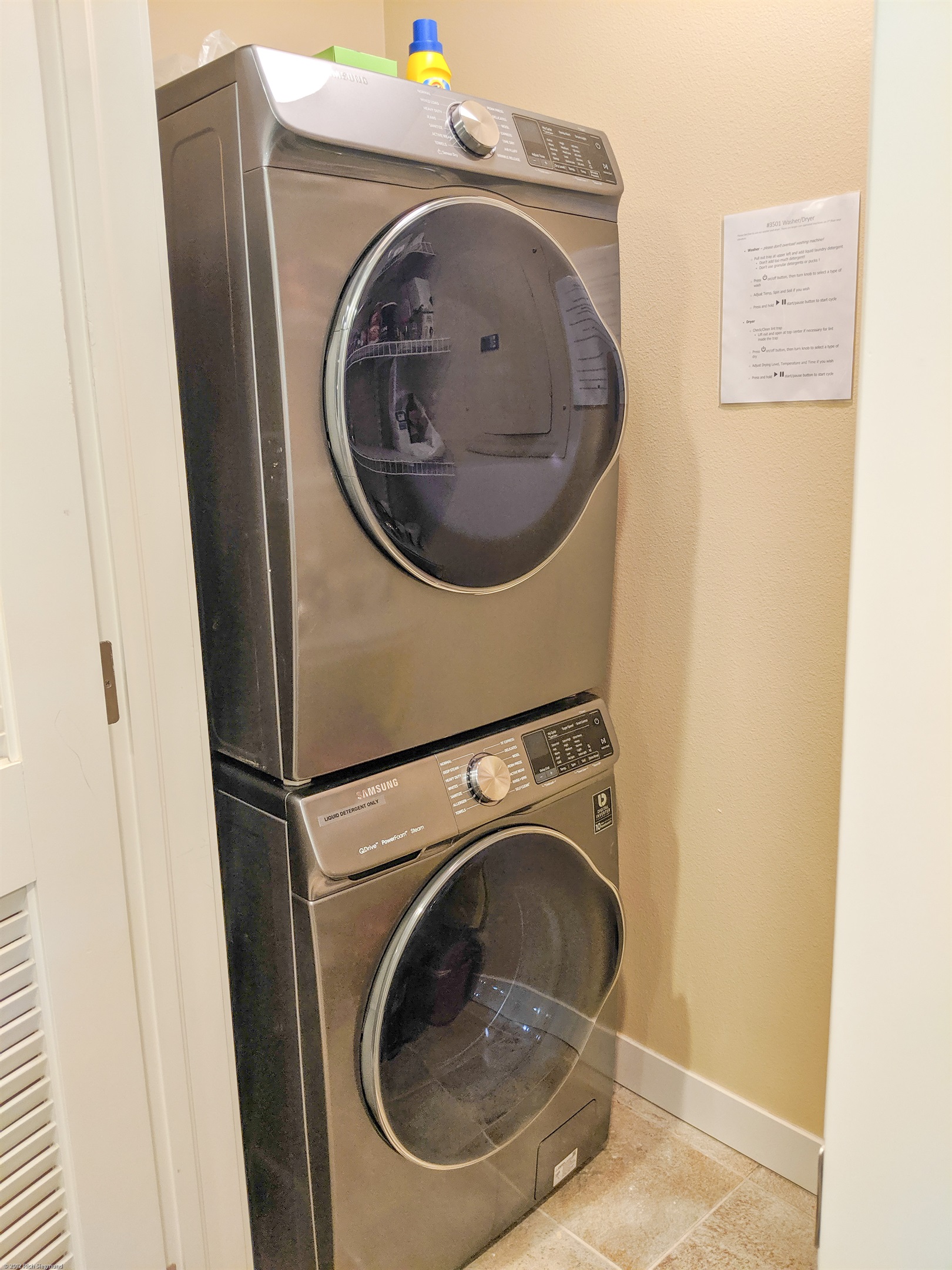 modern washer/dryer in pantry
