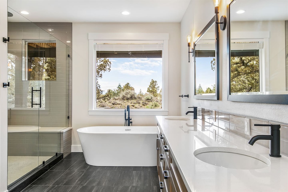 Mountain views out window but privacy from the natural berm