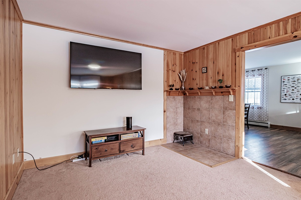 A cozy corner for catching up on shows or playing games.