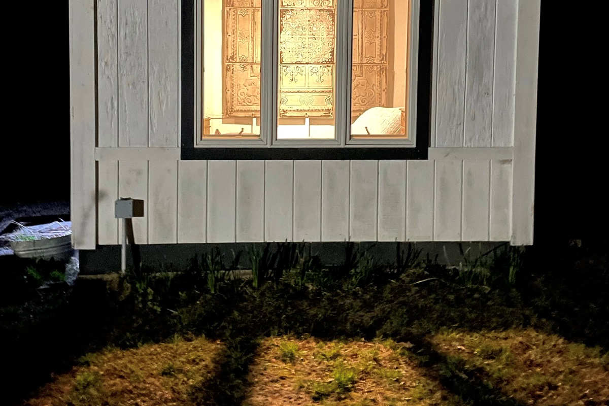 That tile looks very cool at night from the outside of the camp cabin