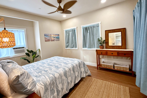 Queen Bedroom 1 | Representative Interior. Finishes, decor, and furniture, vary by duplex unit.