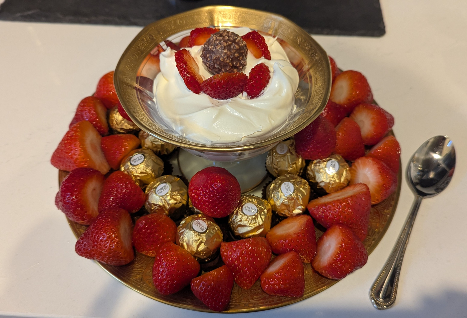 Strawberries, cream and chocolates