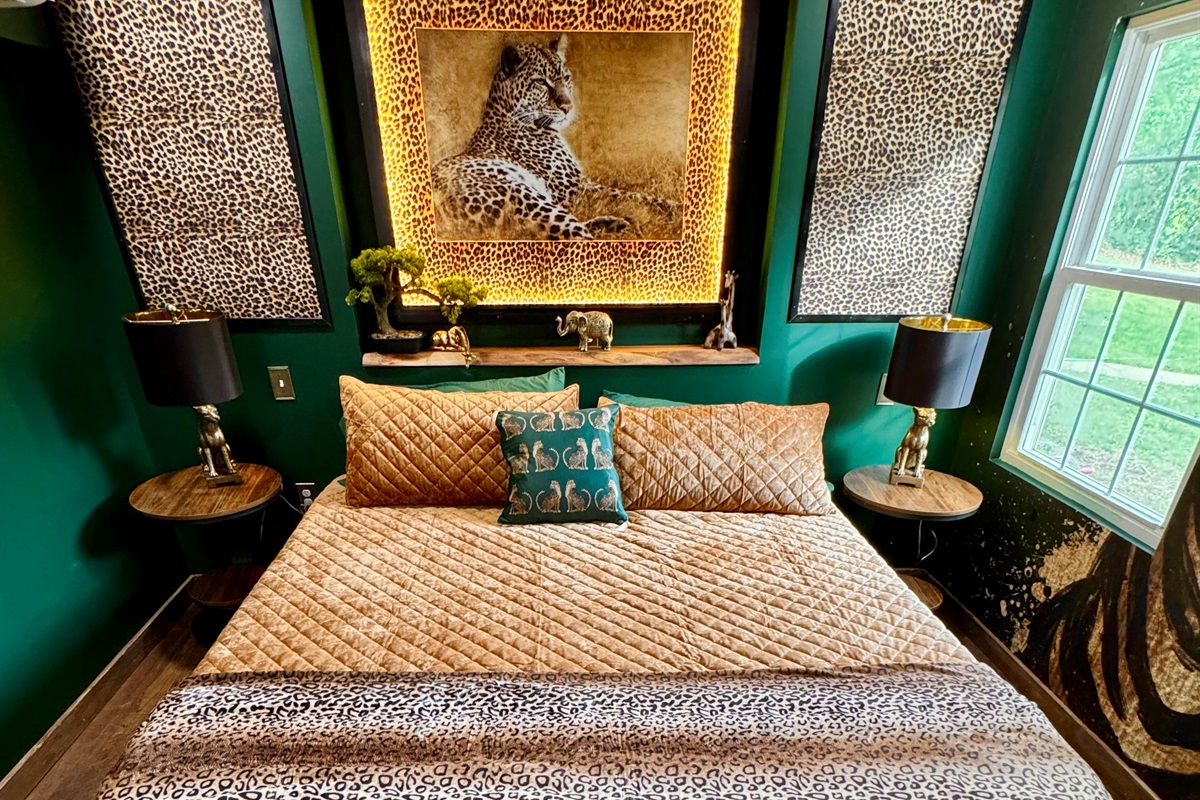 King bed, vie of the water from laying in bed.