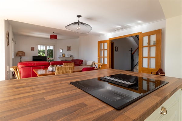 Kitchen view to living room
