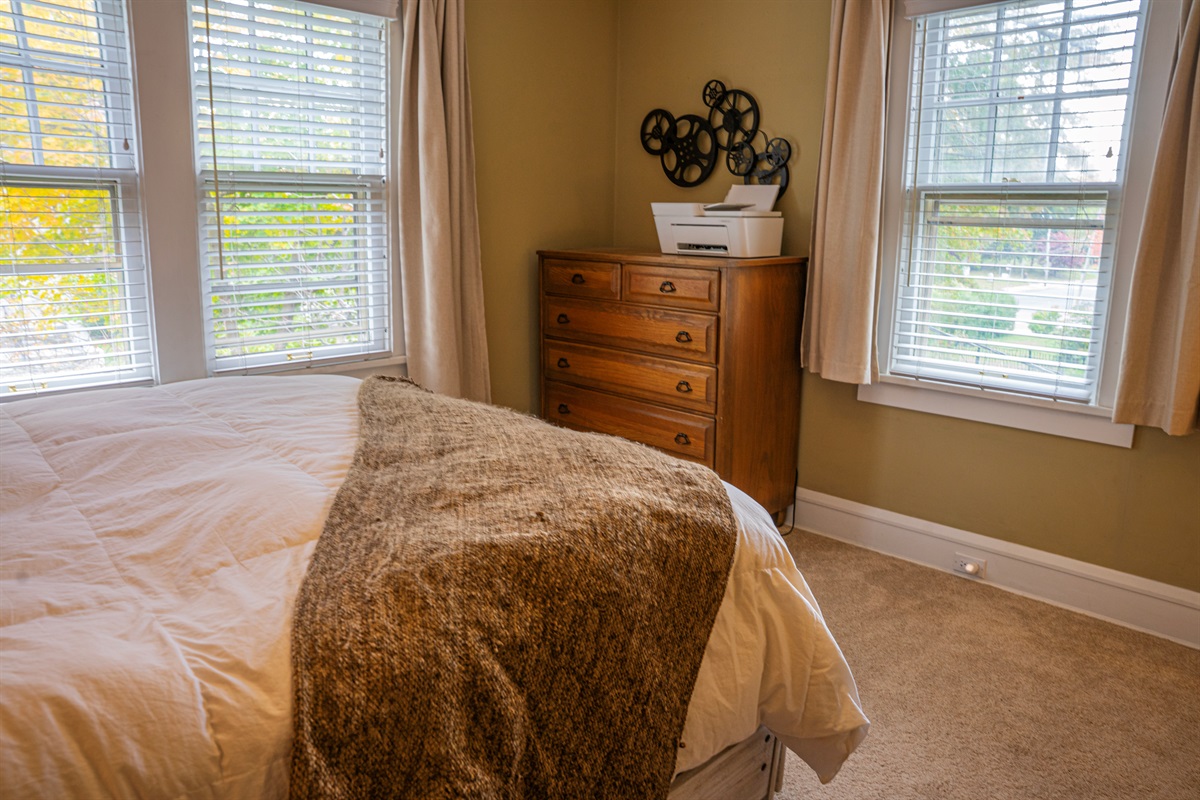 Bedroom #1:  Full Size Dresser and Blackout Curtains