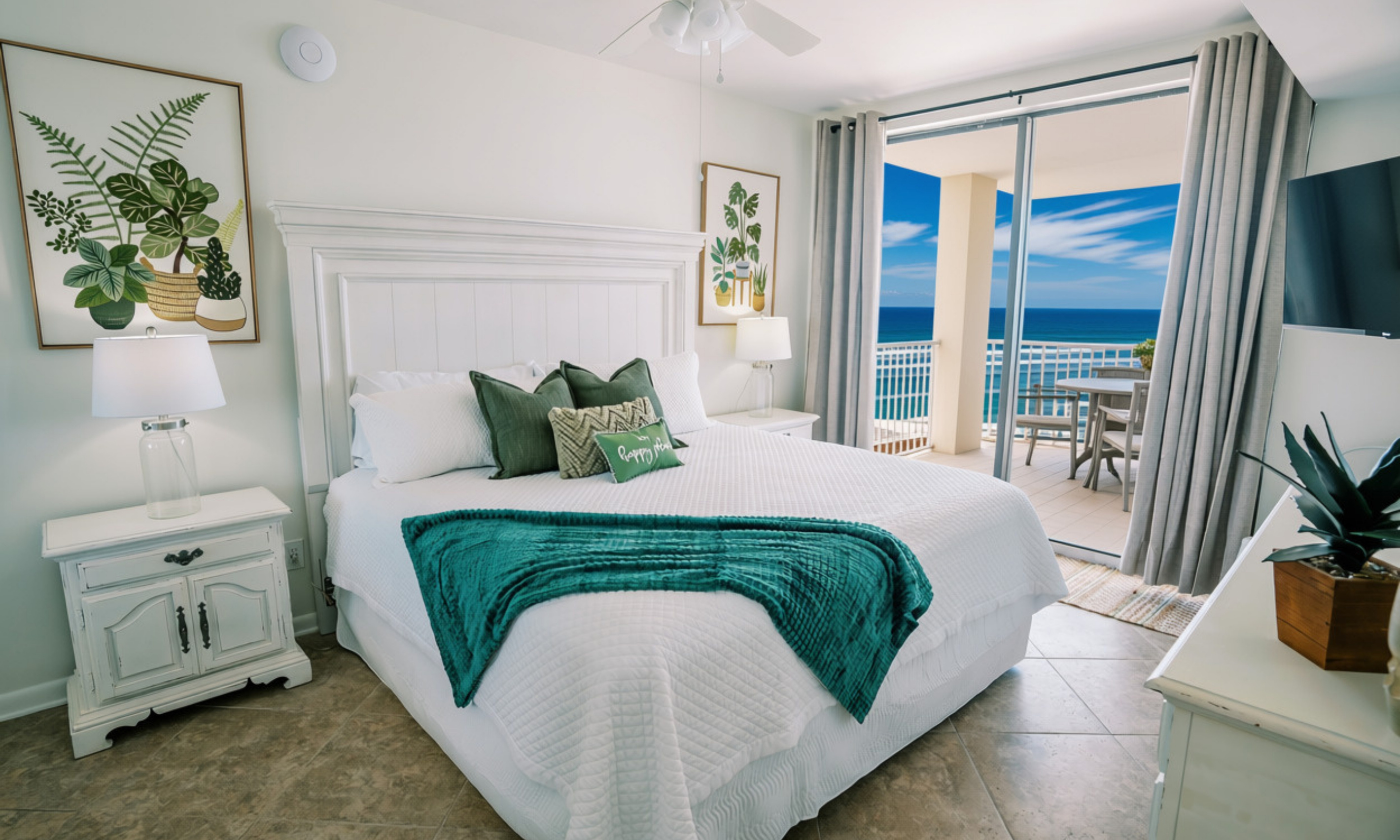 Cozy comfie bedding, and what a wake-up view 🌞