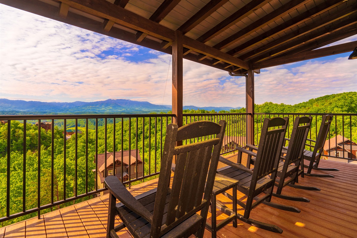 Patio with incredible mountain view!