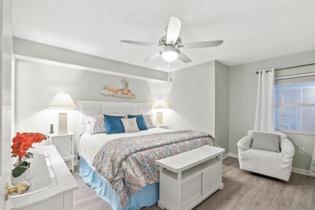 This private bedroom has a large king bed!