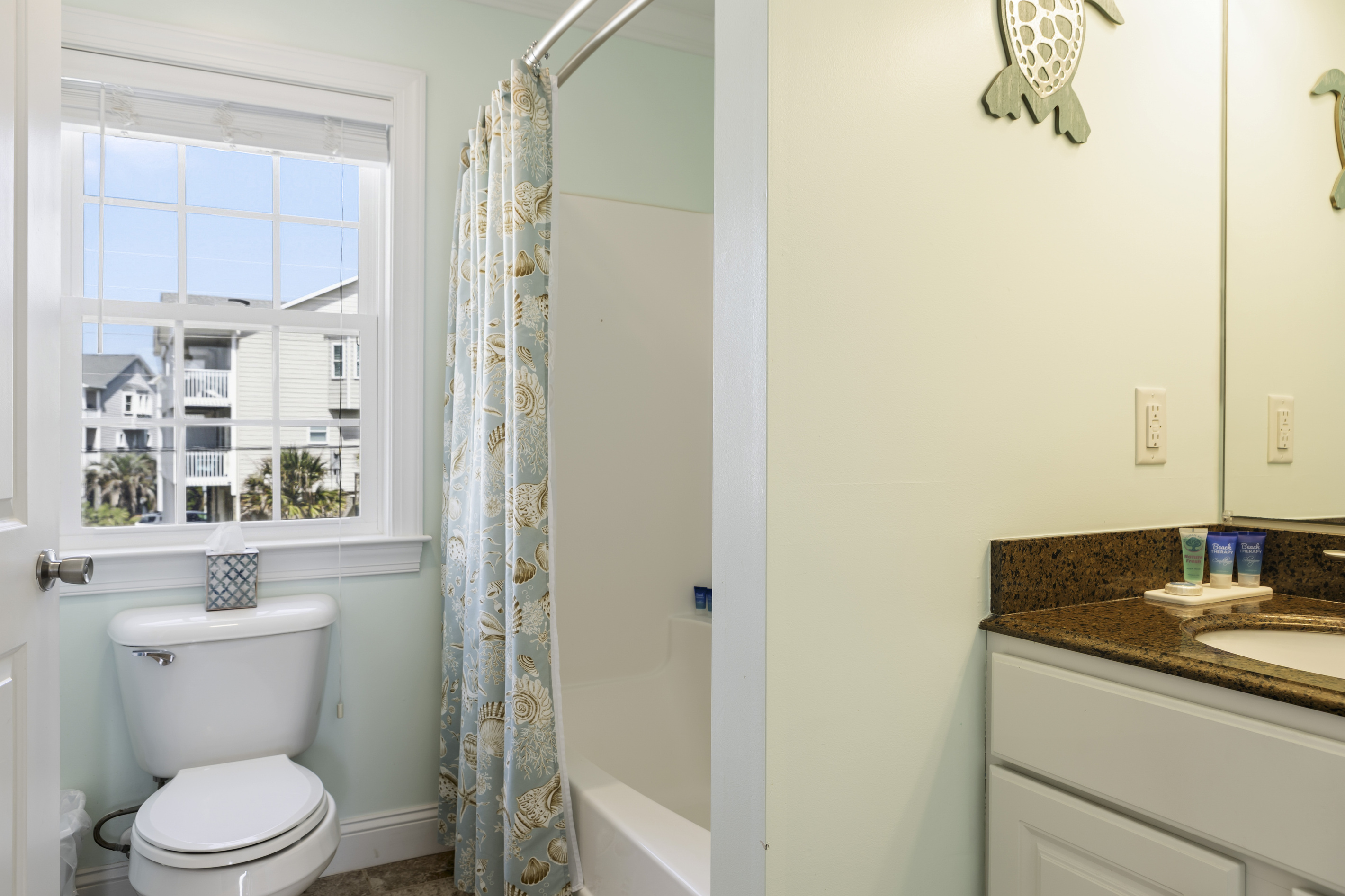 Bath linens and starter soaps provided