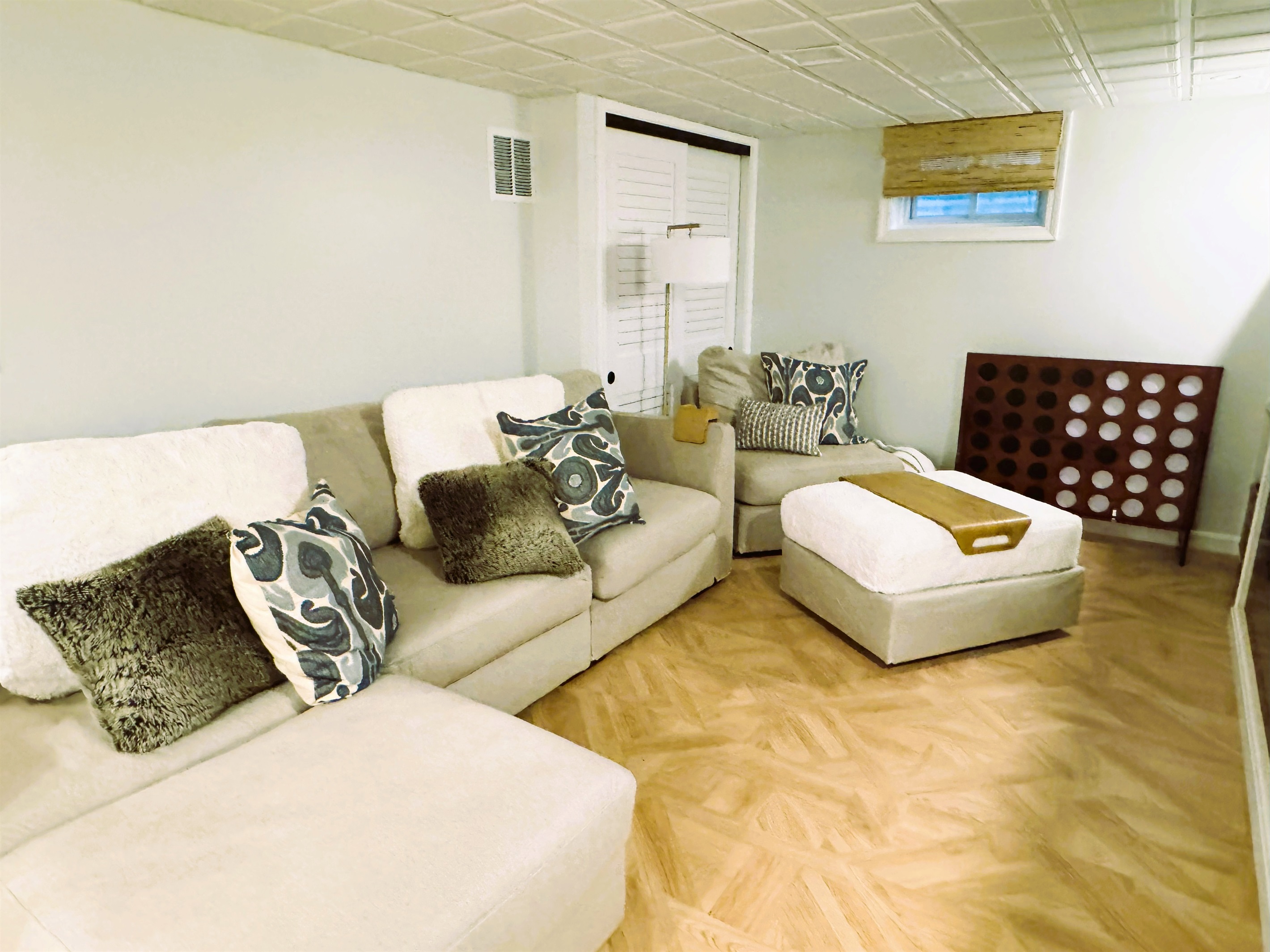 Lower Level Family Room, Electric Fireplace with Lights and Heatless Option (Use Anytime!)