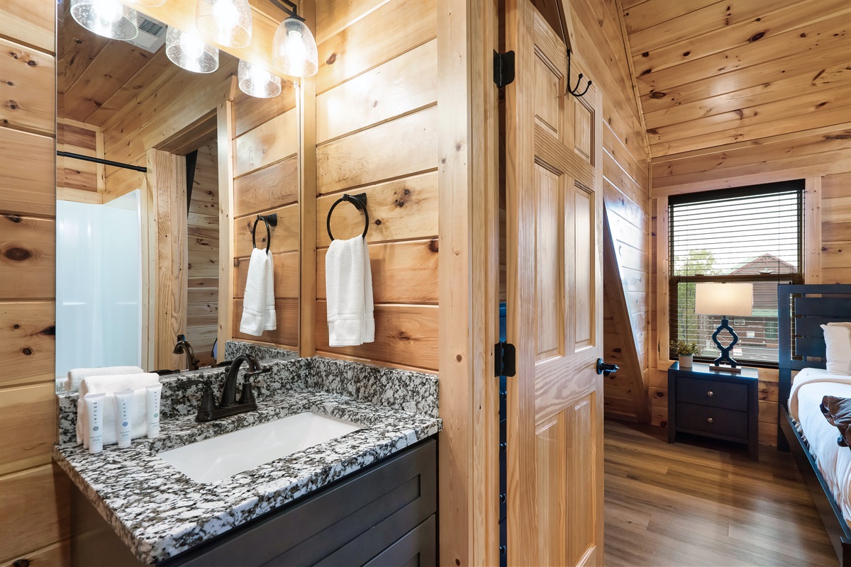 Elegant and practical space to refresh, wash, and relax.