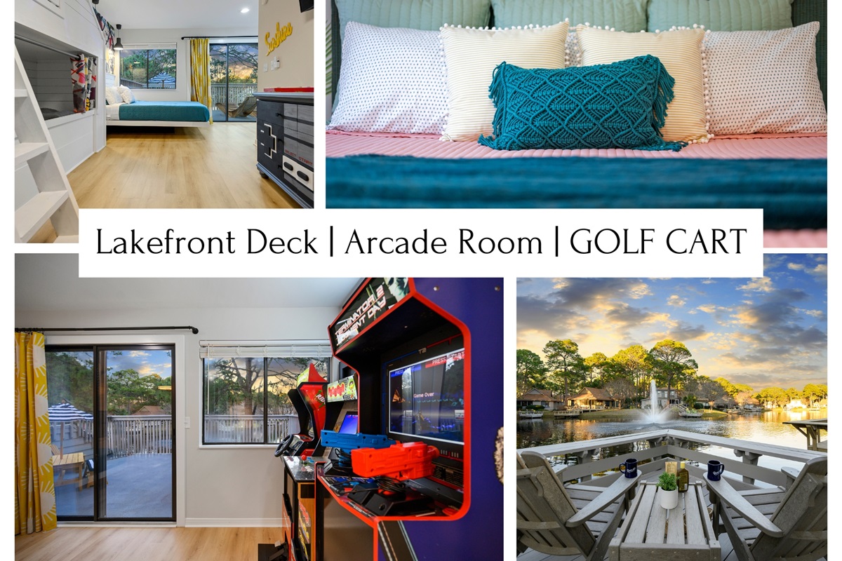 FREE Six Seater Golf Cart, Personal Lakeside Deck, Fishing Allowed!