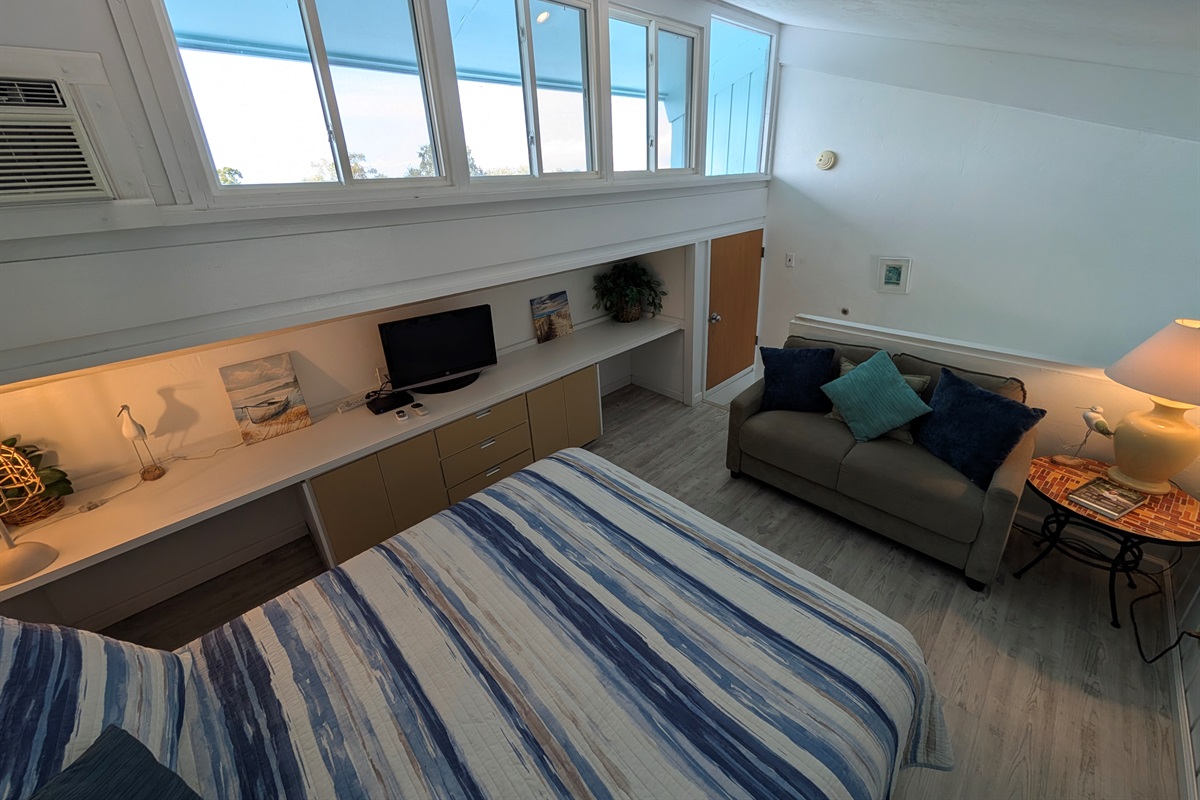 Loft with queen bed and sofa